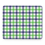 White Navy And Green Plaid Print Mouse Pad