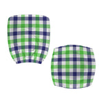 White Navy And Green Plaid Print Office Chair Cover