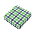 White Navy And Green Plaid Print Outdoor Seat Cushion Cover