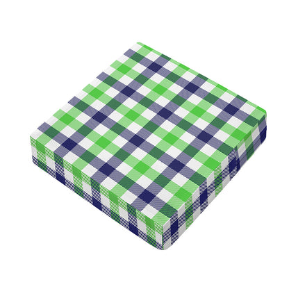 White Navy And Green Plaid Print Outdoor Seat Cushion Cover