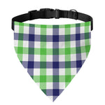 White Navy And Green Plaid Print Over The Collar Dog Bandana