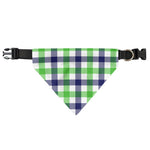 White Navy And Green Plaid Print Over The Collar Dog Bandana