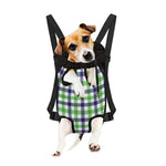 White Navy And Green Plaid Print Pet Carrier Backpack