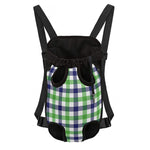 White Navy And Green Plaid Print Pet Carrier Backpack