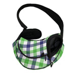 White Navy And Green Plaid Print Pet Sling Carrier