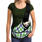 White Navy And Green Plaid Print Pet Sling Carrier