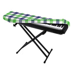 White Navy And Green Plaid Print Piano Keyboard Cover