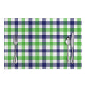 White Navy And Green Plaid Print Placemat