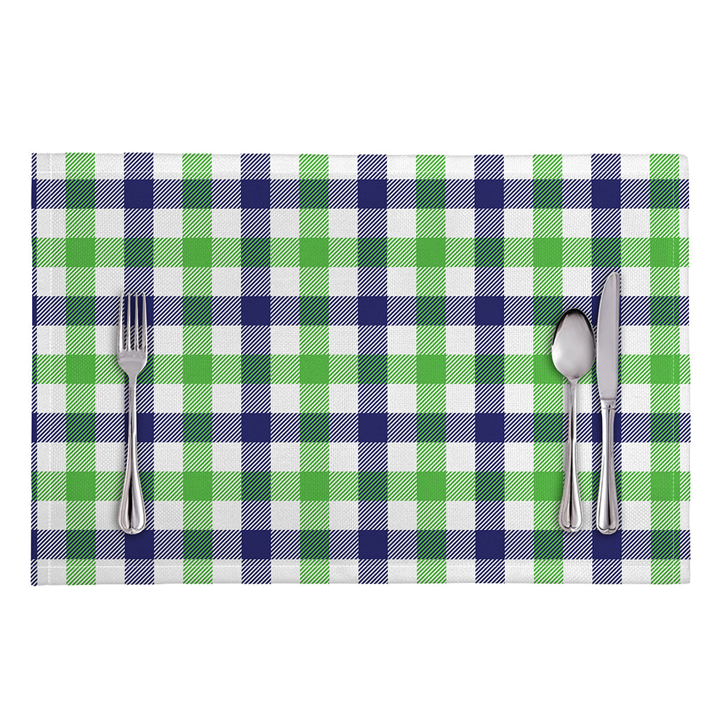 White Navy And Green Plaid Print Placemat