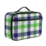 White Navy And Green Plaid Print Portable Lunch Bag