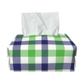 White Navy And Green Plaid Print Rectangle Tissue Box Cover