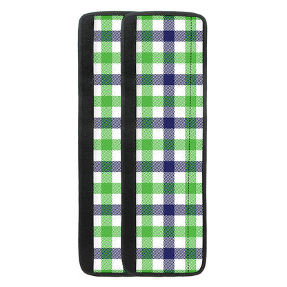White Navy And Green Plaid Print Refrigerator Handle Covers