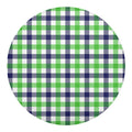 White Navy And Green Plaid Print Round Blanket