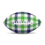White Navy And Green Plaid Print Rugby Ball