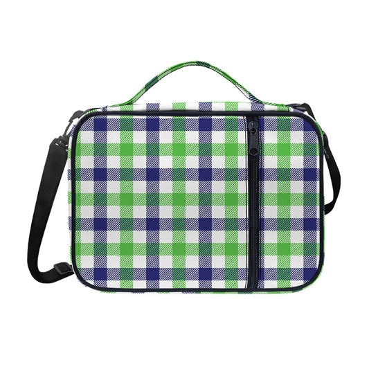 White Navy And Green Plaid Print Shoulder Strap Bible Bag