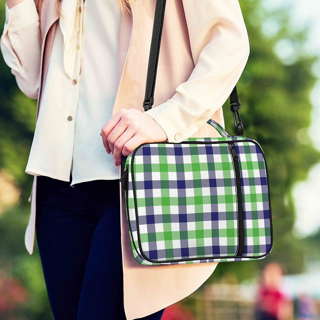 White Navy And Green Plaid Print Shoulder Strap Bible Bag