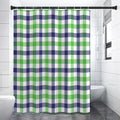 White Navy And Green Plaid Print Shower Curtain