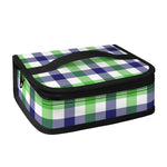 White Navy And Green Plaid Print Small Lunch Bag