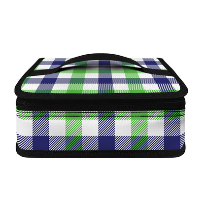 White Navy And Green Plaid Print Small Lunch Bag