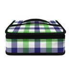 White Navy And Green Plaid Print Small Lunch Bag
