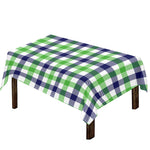 White Navy And Green Plaid Print Tablecloth