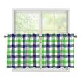 White Navy And Green Plaid Print Tier Curtains