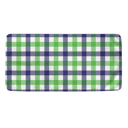 White Navy And Green Plaid Print Towel