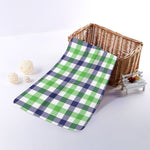 White Navy And Green Plaid Print Towel