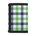 White Navy And Green Plaid Print Trifold Wallet