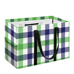 White Navy And Green Plaid Print Utility Tote Bag
