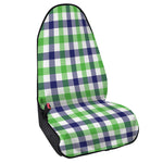 White Navy And Green Plaid Print Waterproof Car Seat Cover