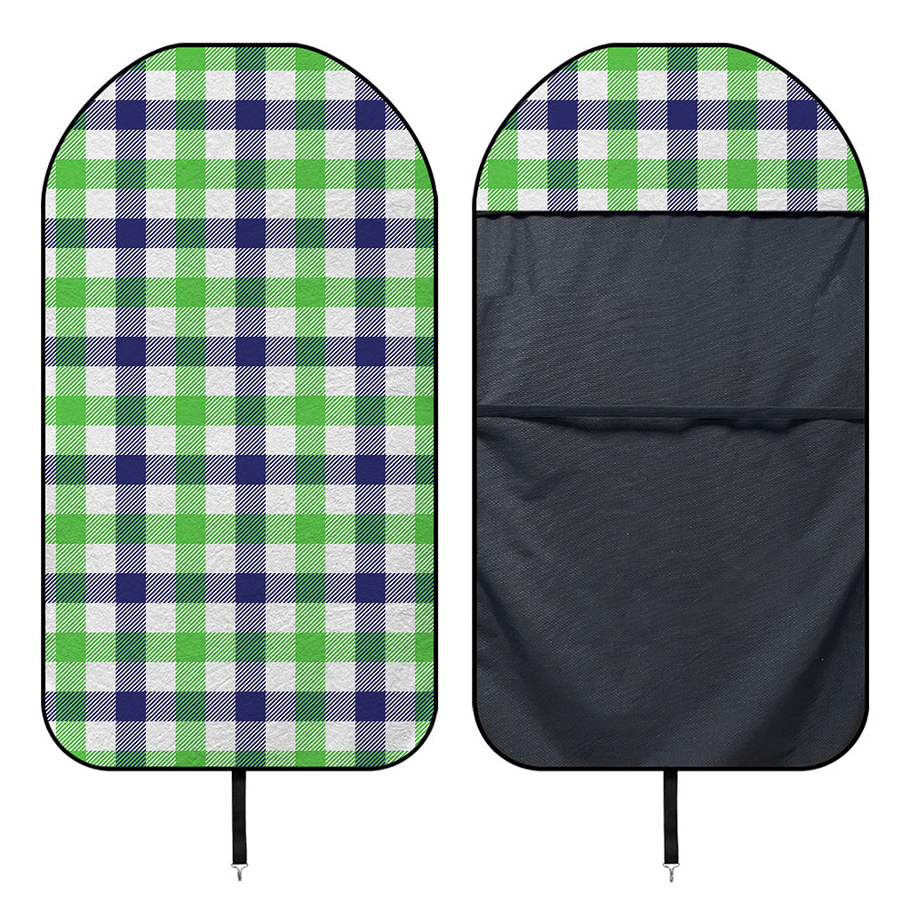 White Navy And Green Plaid Print Waterproof Car Seat Cover
