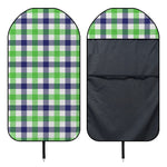 White Navy And Green Plaid Print Waterproof Car Seat Cover