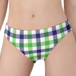 White Navy And Green Plaid Print Women's Panties