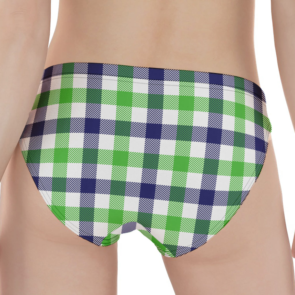 White Navy And Green Plaid Print Women's Panties
