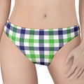 White Navy And Green Plaid Print Women's Thong