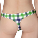 White Navy And Green Plaid Print Women's Thong