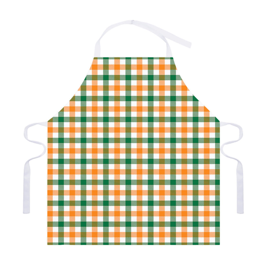 White Orange And Green Plaid Print Adjustable Apron