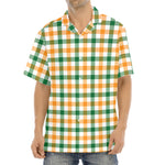 White Orange And Green Plaid Print Aloha Shirt