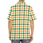 White Orange And Green Plaid Print Aloha Shirt