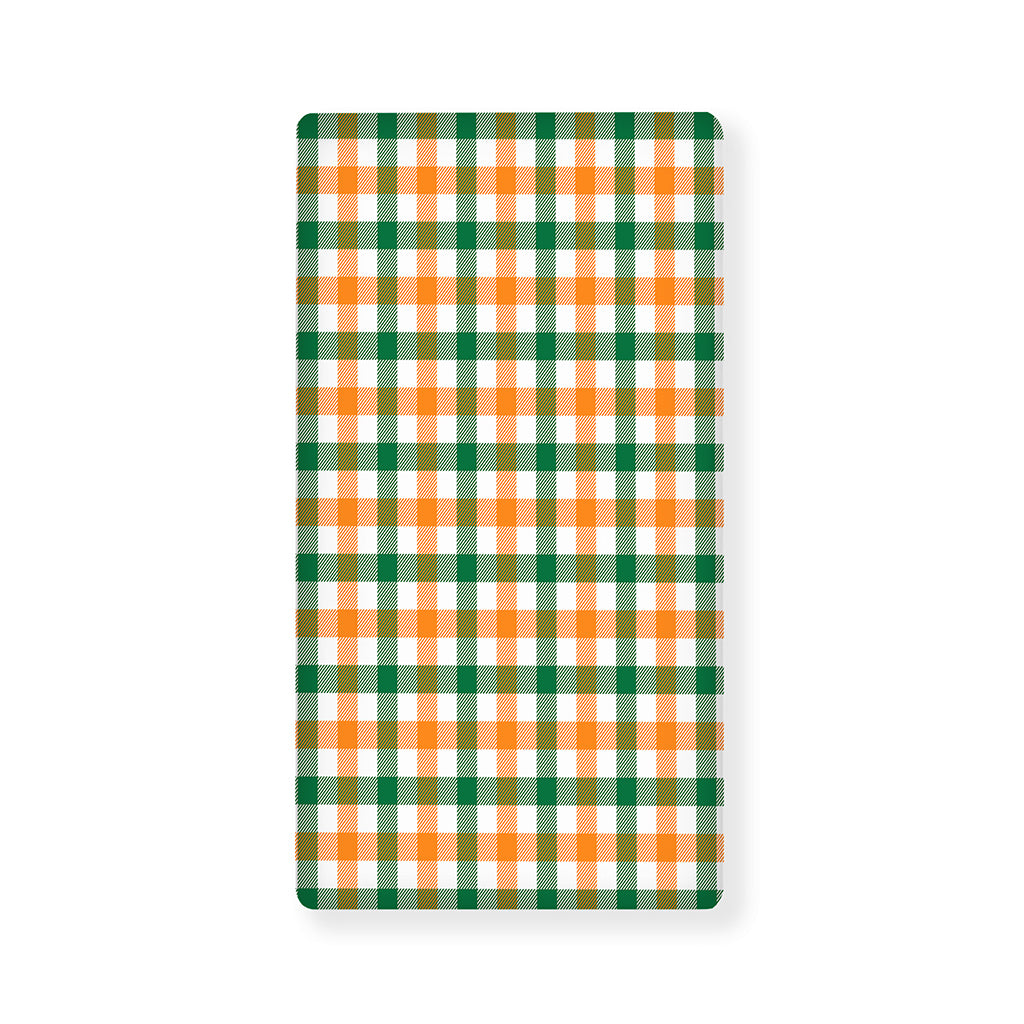 White Orange And Green Plaid Print Baby Crib Sheet