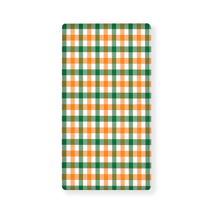 White Orange And Green Plaid Print Baby Crib Sheet