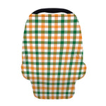White Orange And Green Plaid Print Baby Seat Cover