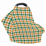 White Orange And Green Plaid Print Baby Seat Cover
