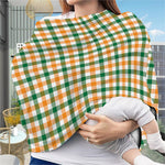 White Orange And Green Plaid Print Baby Seat Cover