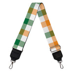 White Orange And Green Plaid Print Bag Strap