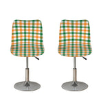 White Orange And Green Plaid Print Bar Stool Covers