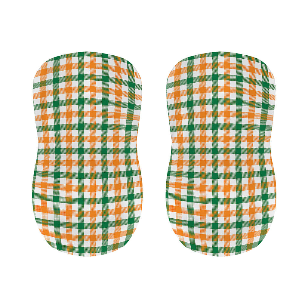 White Orange And Green Plaid Print Bar Stool Covers