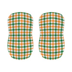 White Orange And Green Plaid Print Bar Stool Covers