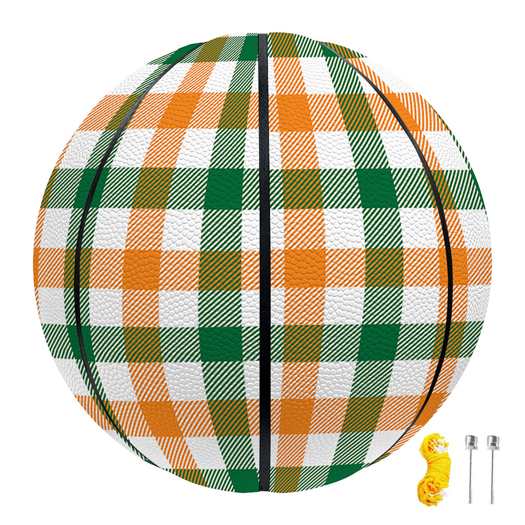 White Orange And Green Plaid Print Basketball